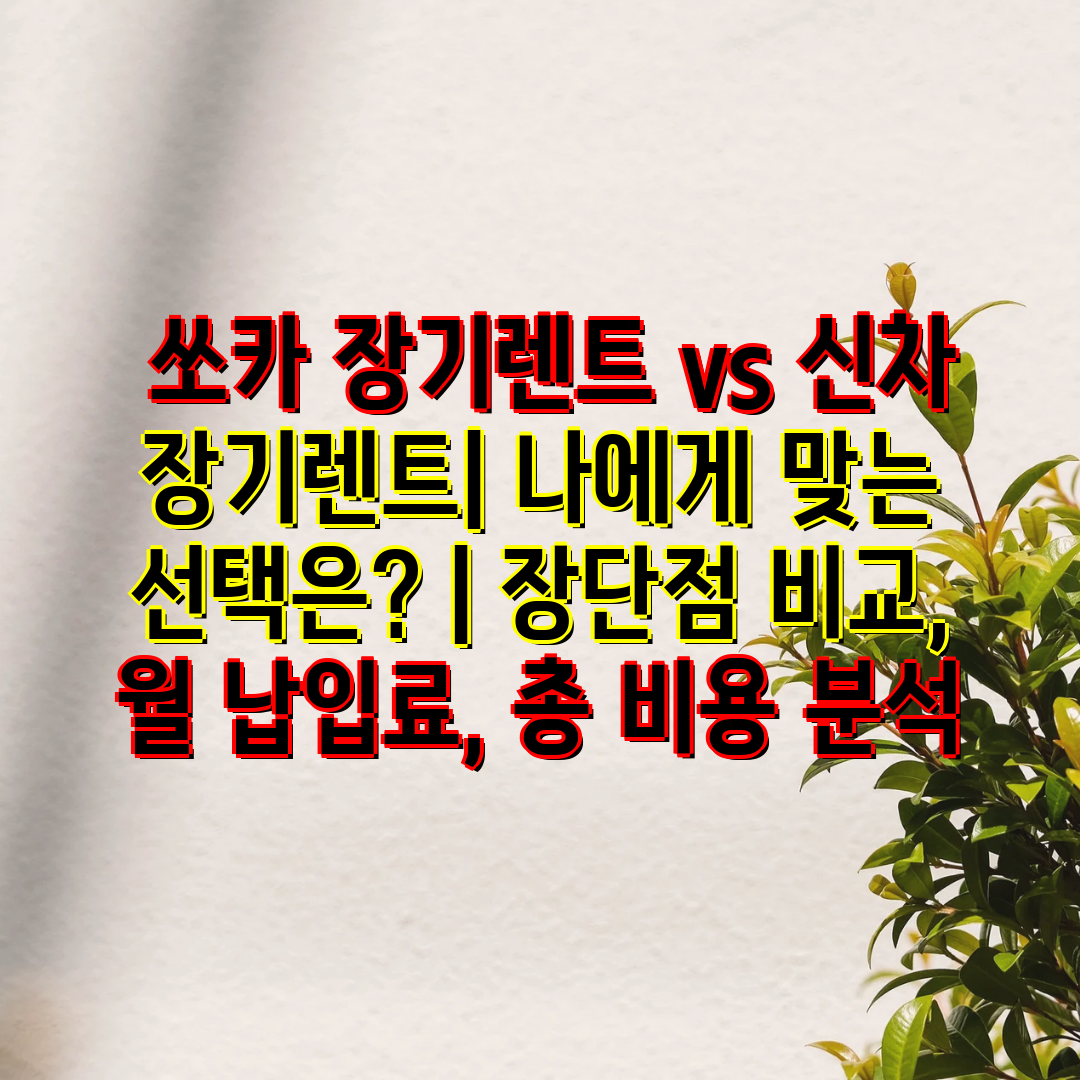  쏘카 장기렌트 vs 신차 장기렌트 나에게 맞는 선택은