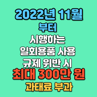  2022년 11월부터 시행하는 일회용품 사용 규제 위반 시 최대 300만 원 과태료 부과
