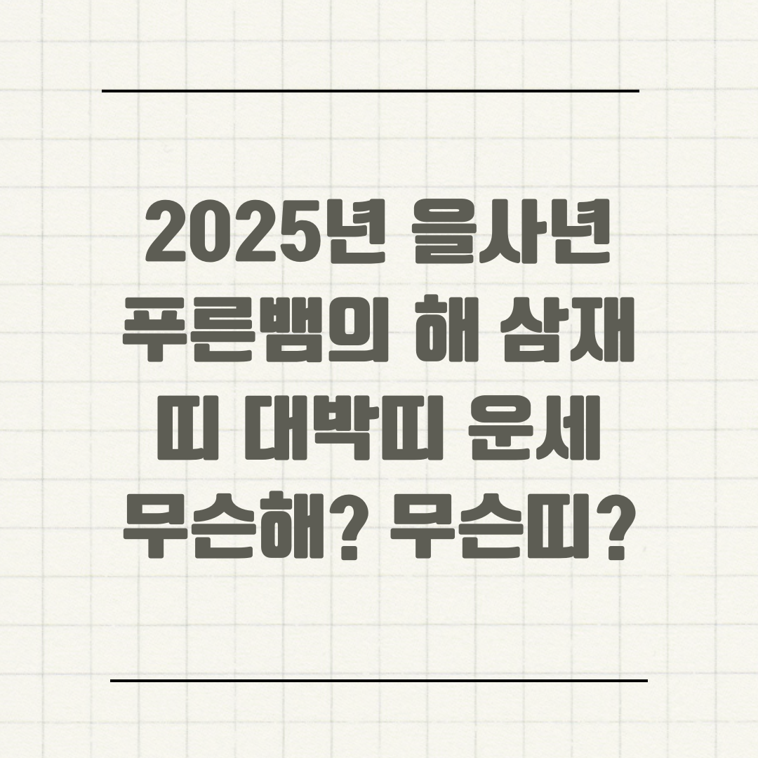 2025년 을사년 푸른뱀의 해 삼재띠 대박띠 운세 무슨해? 무슨띠?