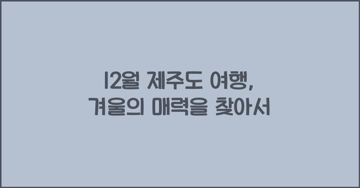 12월 제주도 여행