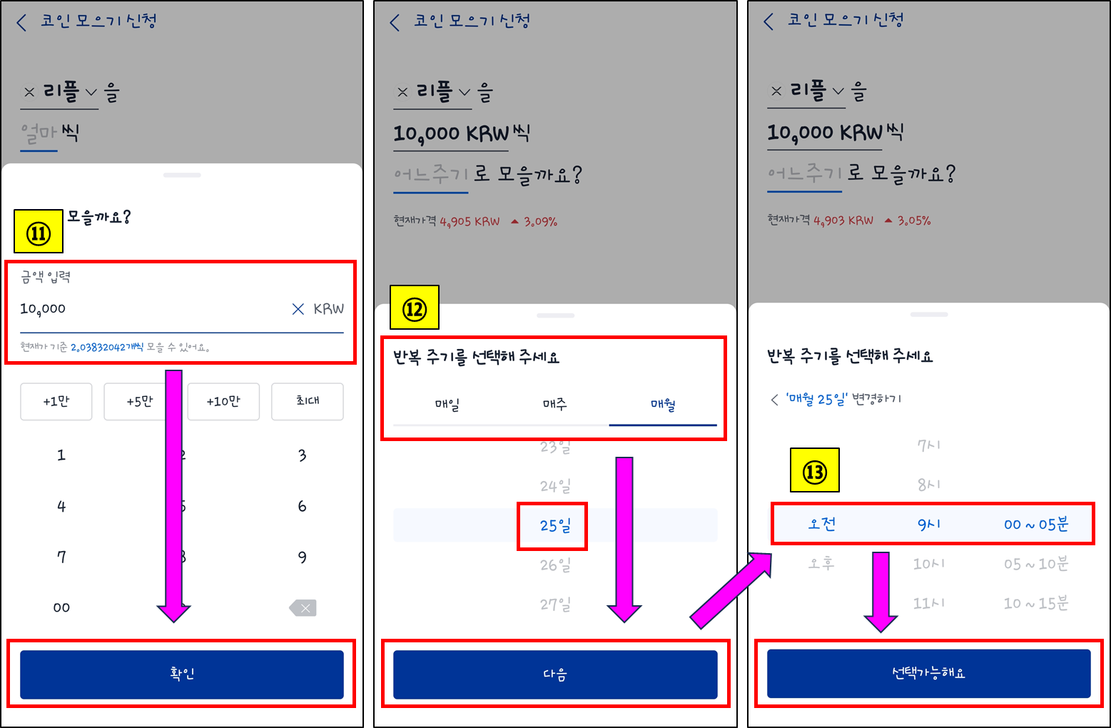 업비트 - 코인 모으기 방법에 대한 금액, 주기