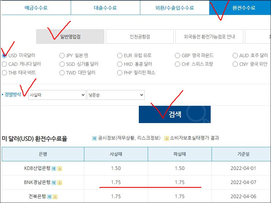 환율조회 환율계산기 계산방법1, 환전수수료 스프레드 적용