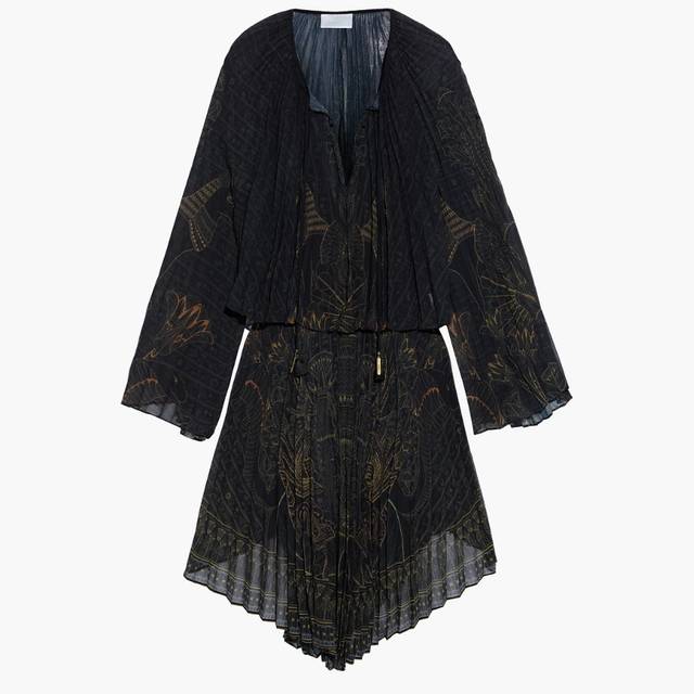 카밀라 Layered pleated printed chiffon mini dress 13452677152833392 1345267715283339213452677152833392