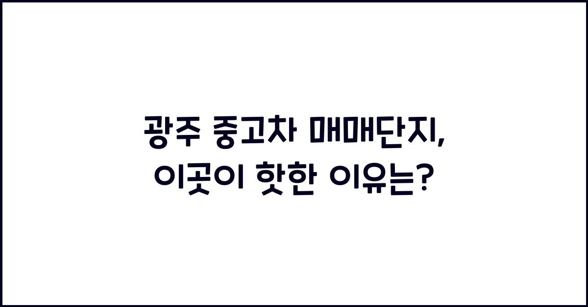 광주 중고차 매매단지
