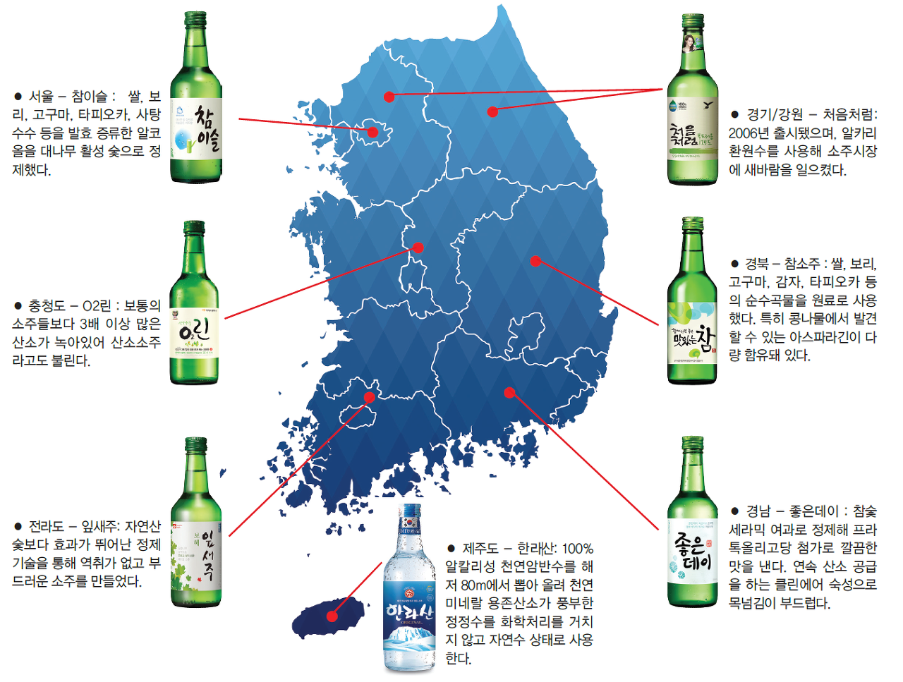 우리나라소주의 종류]전국 소주 지도-술 어디까지 먹어봤니?