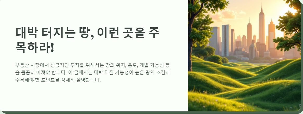 대박 터지는 땅, 이런 곳을 주목하라!