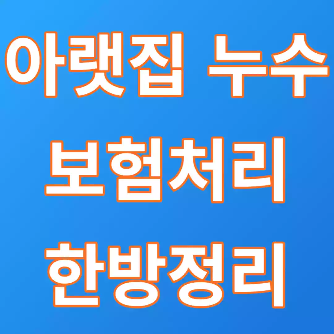  윗집 아랫집 누수 보험처리 접수 진행하는 방법