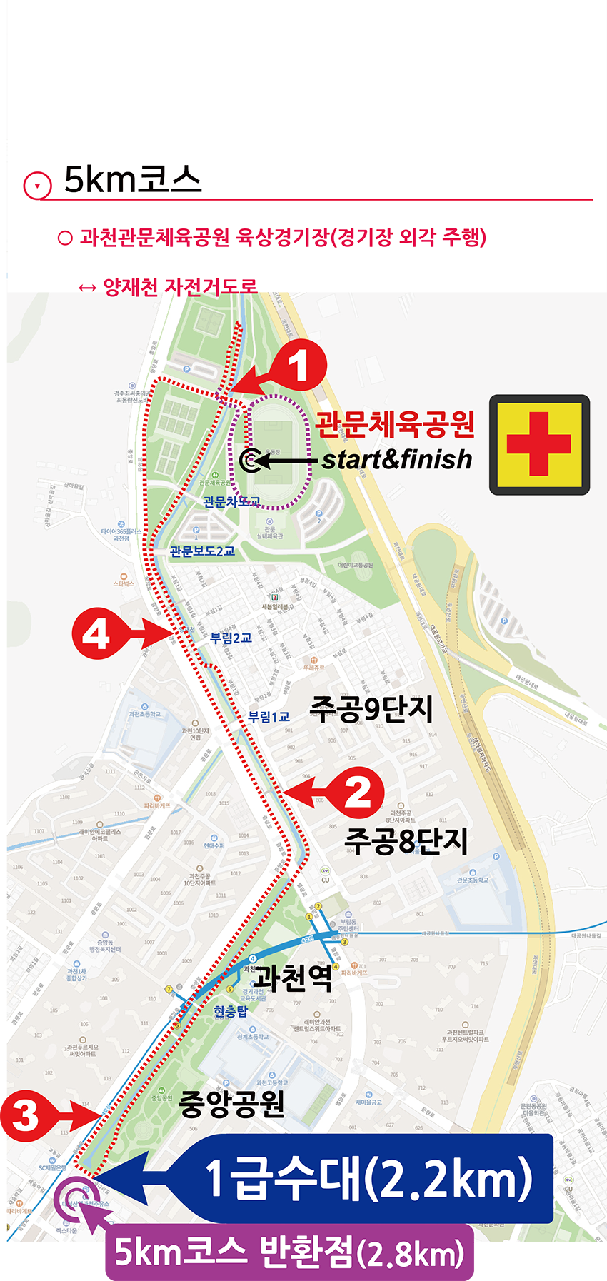과천마라톤 대회 코스맵 - 5km