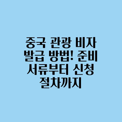 중국 관광 비자 발급 방법! 준비 서류부터 신청 절차까지