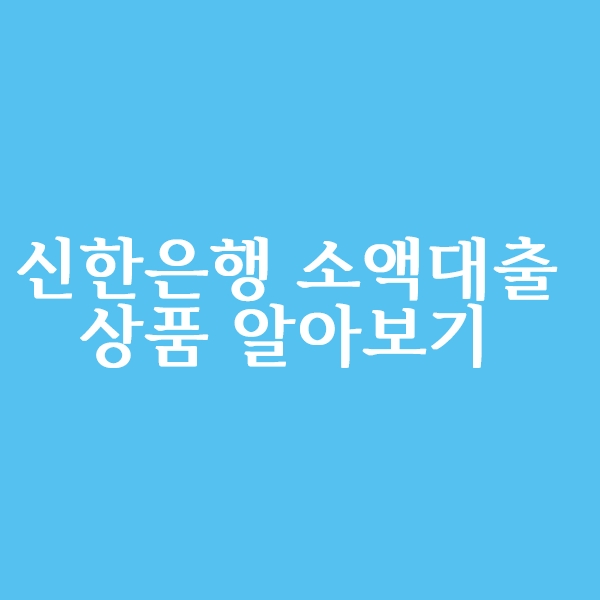  신한은행 소액대출 상품 알아볼까요?