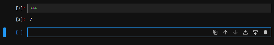 Shift + Enter ; 셀에서 3 + 4 를 넣고 ' Shift + Enter ' 했을 경우 ctrl+enter , shift+enter 명령어