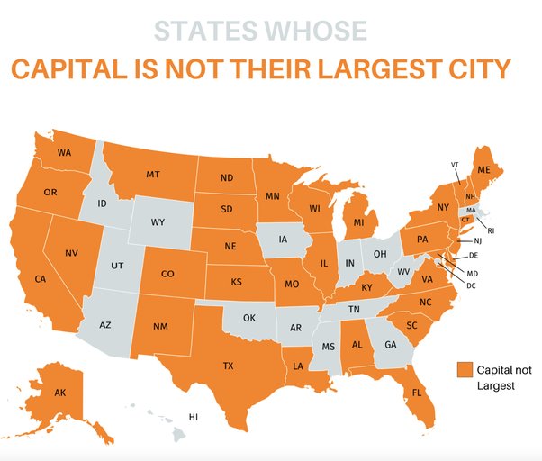 미국 주별 현황: 수도 vs Top 도시