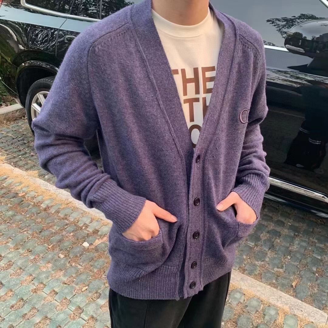  [DIOR] 디올 퍼플 울 저지 아이콘 가디건 113M218AT194_C440