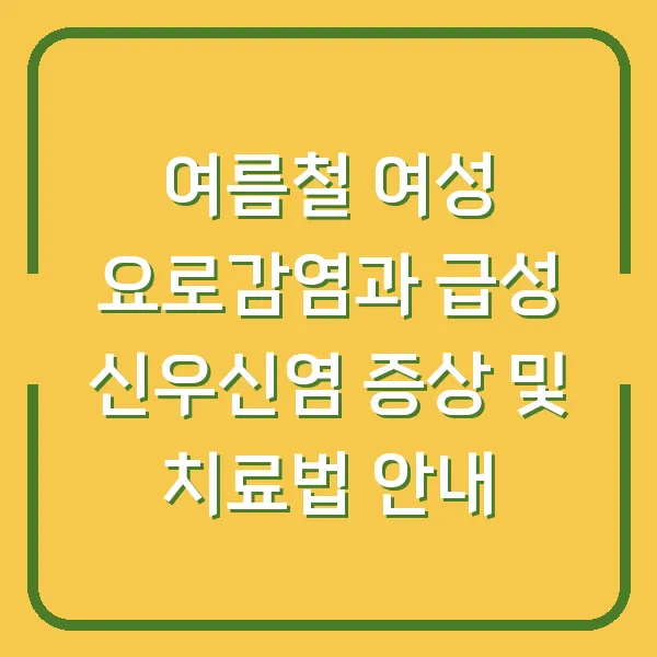 여름철 여성 요로감염과 급성 신우신염 증상 및 치료법 안내