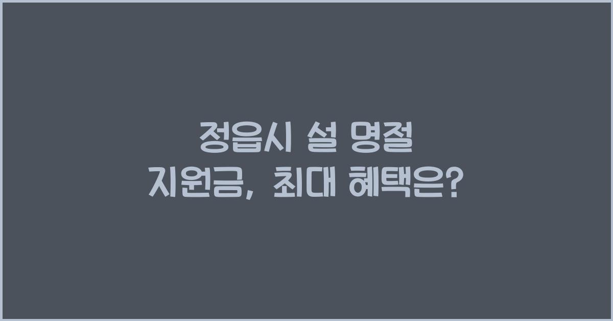 정읍시 설 명절 지원금