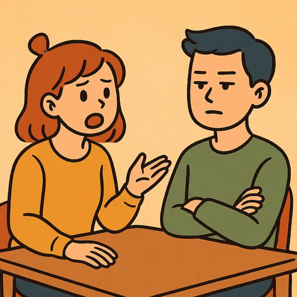 여자가 남자에게 말을 거는 이미지
