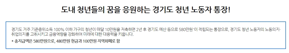 경기도 일하는 청년 통장