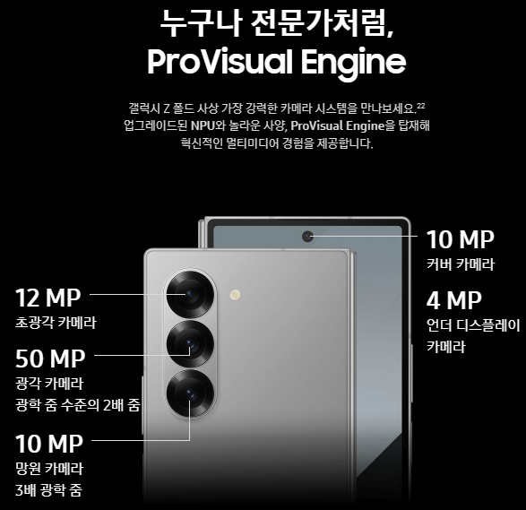 삼성전자 갤럭시 Z폴드6 카메라