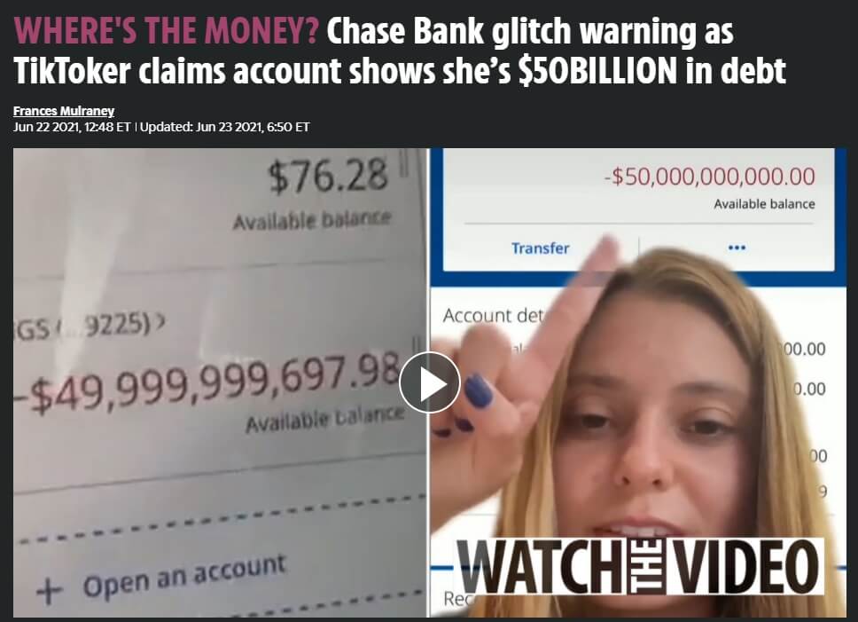  미국에서 일어난 2건의 500억불 입금 오류 사건 VIDEO:Money Madness: $50 billion mistakenly deposited  l WHERE'S THE MONEY? Chase Bank glitch warning...