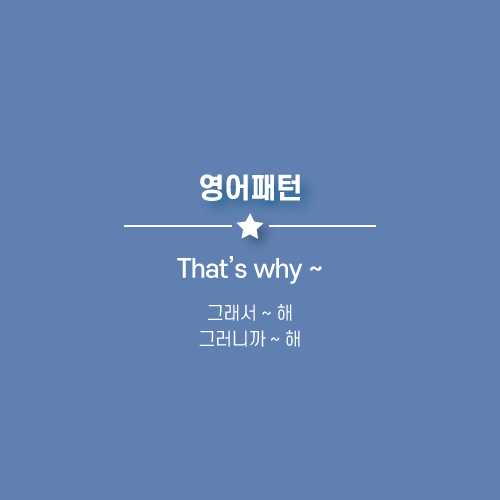  That's why ~ : 그래서 ~ 한거야, 그러니까 ~ 해, 한거야.영어로.