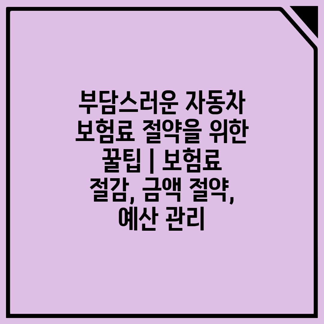 부담스러운 자동차 보험료 절약을 위한 꿀팁  보험료 절