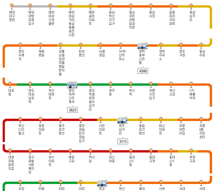 부산 190번 버스노선 시간표 1