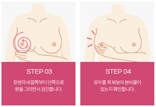 유방암 자가진단방법 스텝 3~4
