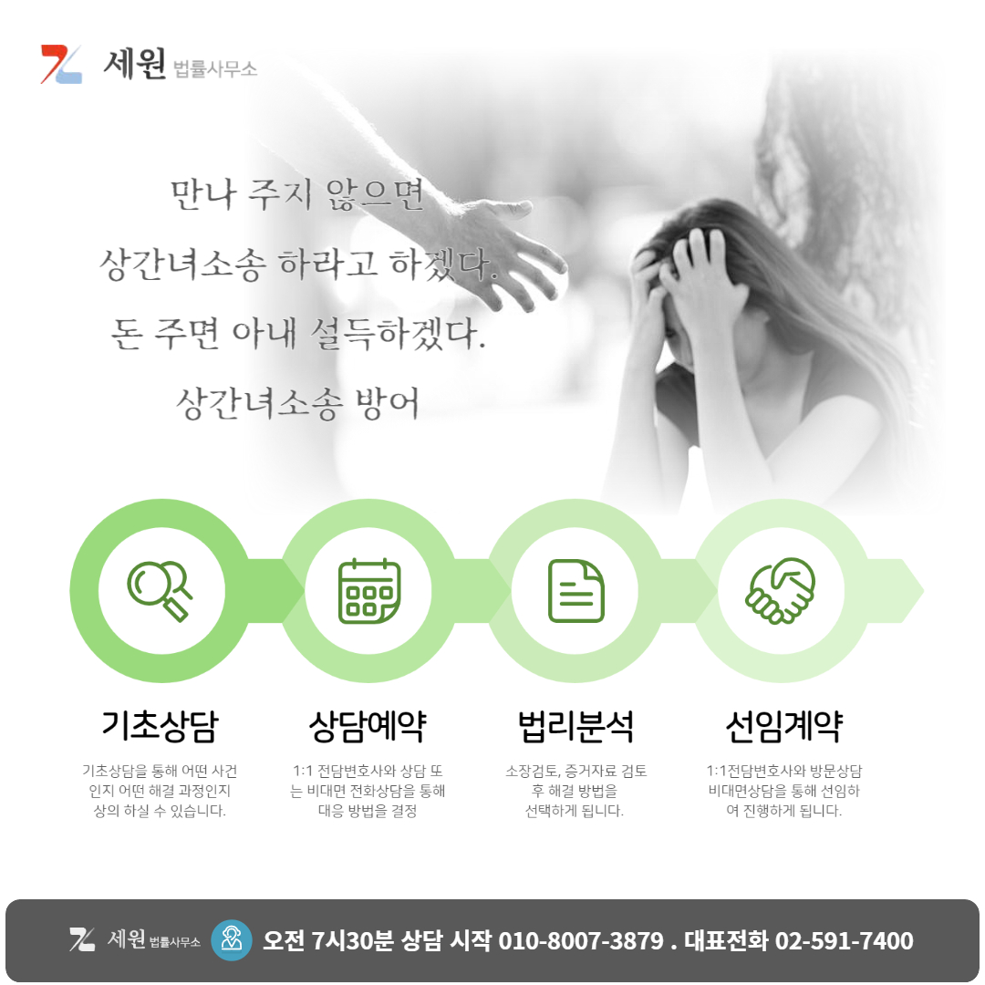 간통여성에 대한 손해배상청구를 접수한 간통여성 피고인의 입장 변호사 선임의 기본 2