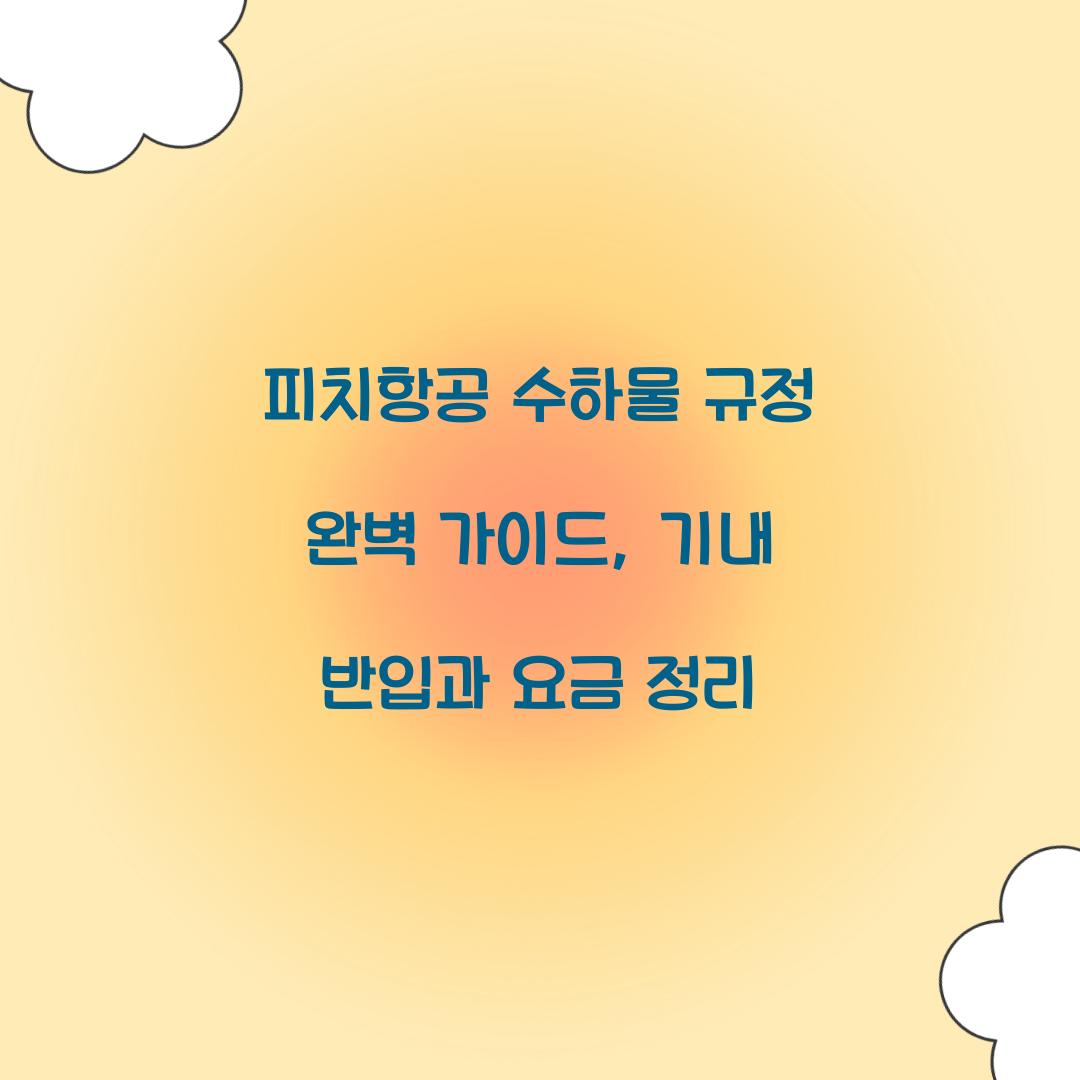 피치항공 수하물 규정