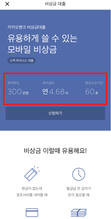 카카오뱅크 비상금대출 