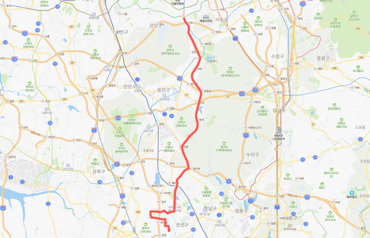  [직행좌석]수원 7800번 버스 노선 정보 : 호매실, 서수원터미널, 성균관대역, 사당역