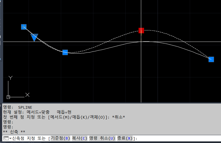 Spline 명령어의 사용 방법 예시