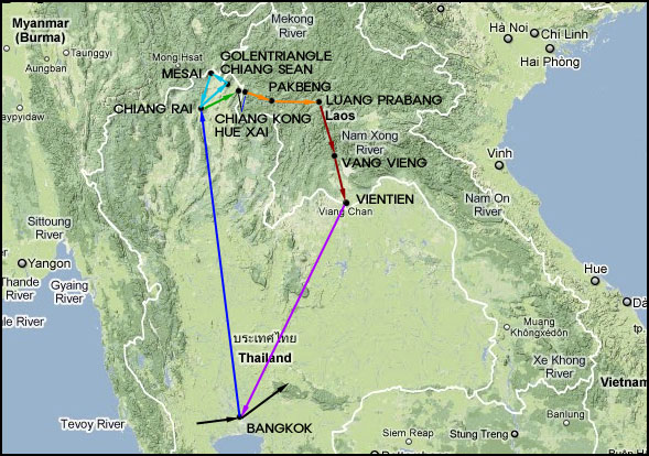 태국북부,라오스-배낭여행-루트