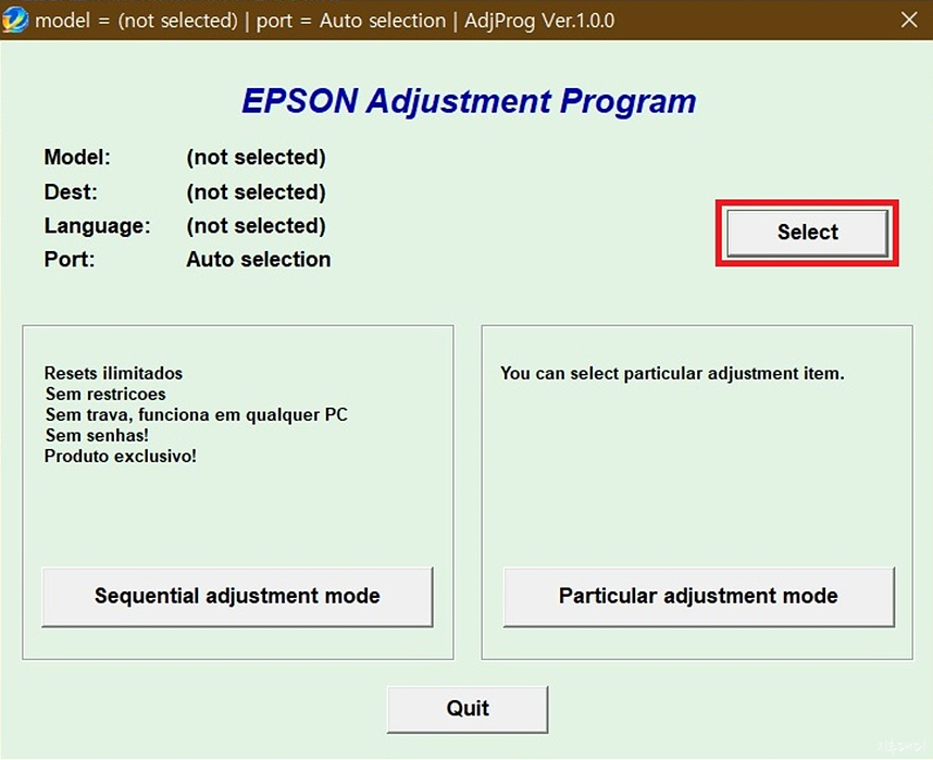 앱손 잉크패드 카운트 리셋 Epson Adjustment 1