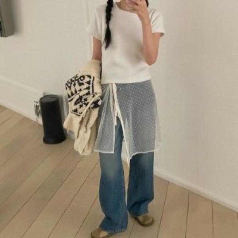 랩핑 레이스 스커트 레이어드 랩스커트