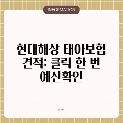 현대해상 태아보험 견적: 클릭 한 번 예산확인