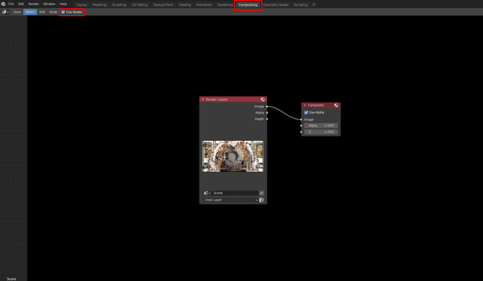 블렌더 컴포지팅 워크 스페이스 이동