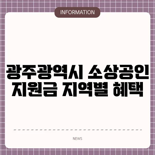 광주광역시 소상공인 지원금 지역별 혜택