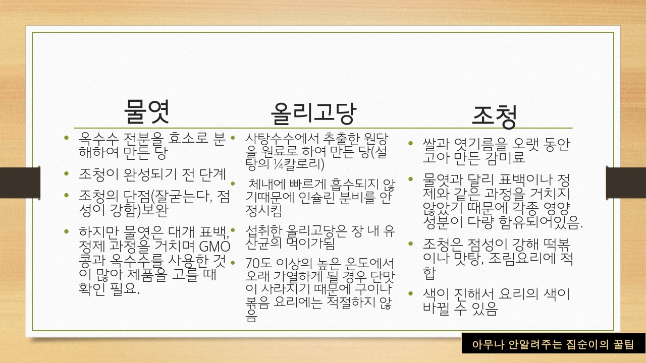 감미료별-특징정리