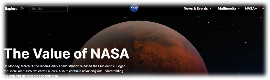 NASA(미국 항공우주국) 홈페이지 가기