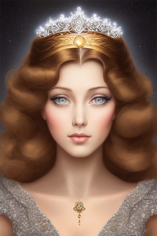 Portrait image of a young princess with Mixpunk filter applied