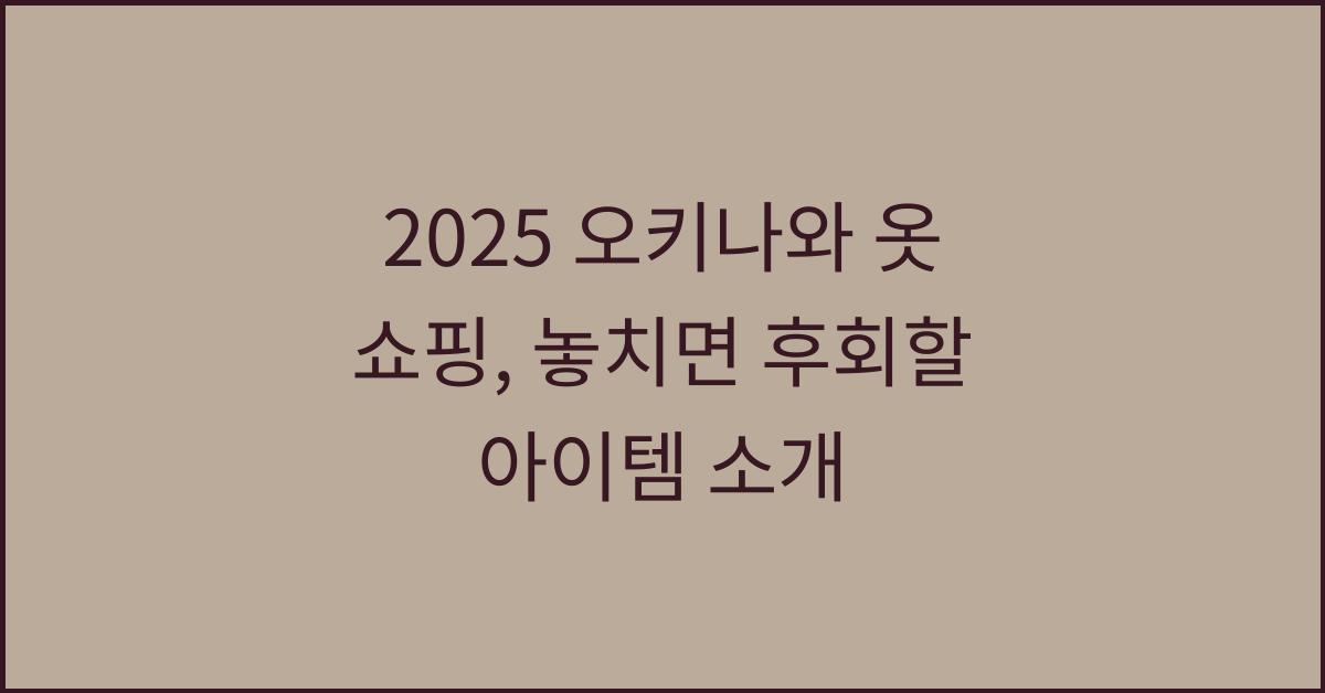 2025 오키나와 옷 쇼핑