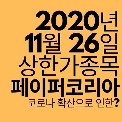  [상한가 종목] 페이퍼코리아 (코로나 확산으로 또 상한가..?)