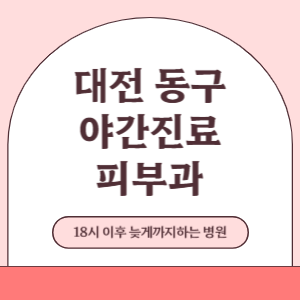 대전 동구 야간진료 늦게까지 하는 피부과 병원 (18시 이후 늦게까지하는 병원)