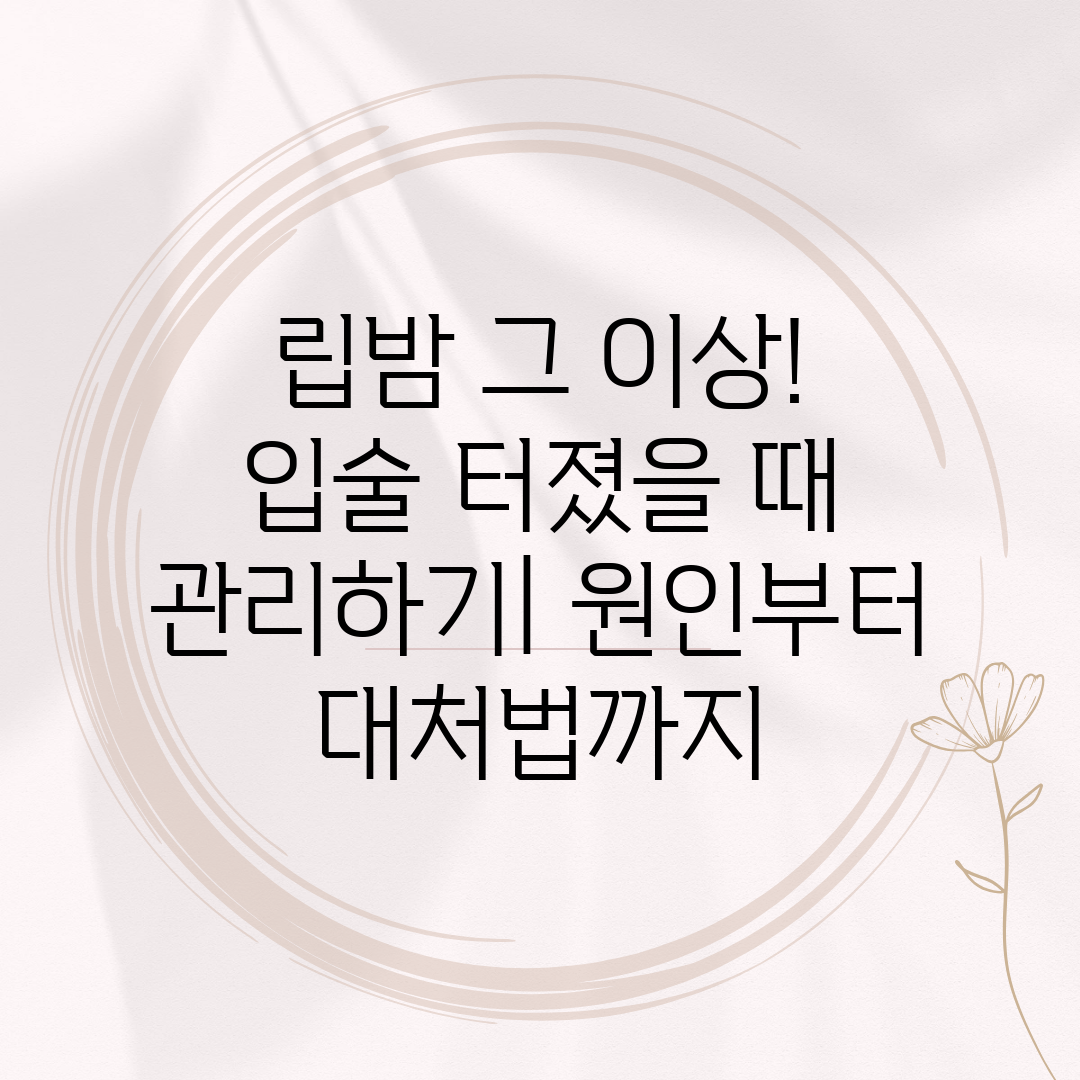 립밤 그 이상! 입술 터졌을 때 관리하기 원인부터 대처