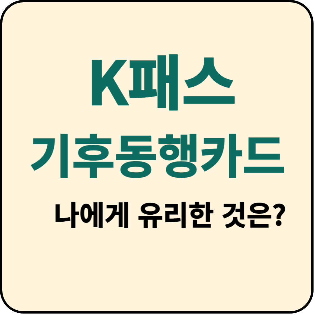  k패스 기후동행카드 차이 비교 (feat. 알뜰교통카드)