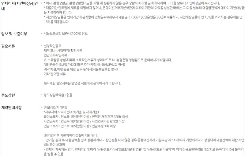 NH농협-사잇돌-대출자격-담보-필요서류-중도상환-대출대상자-설명-이미지