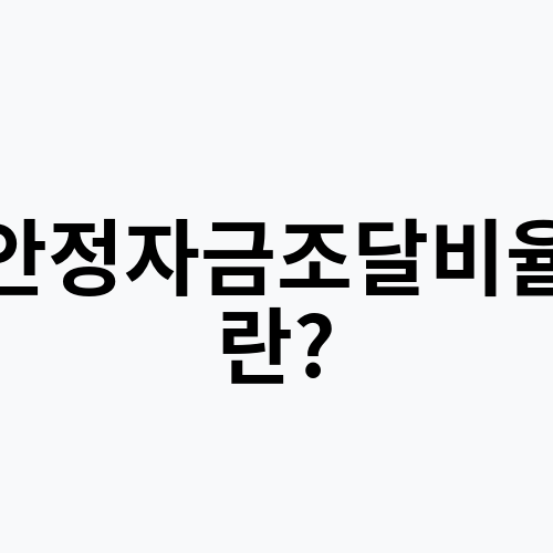 순안정자금조달비율이란?