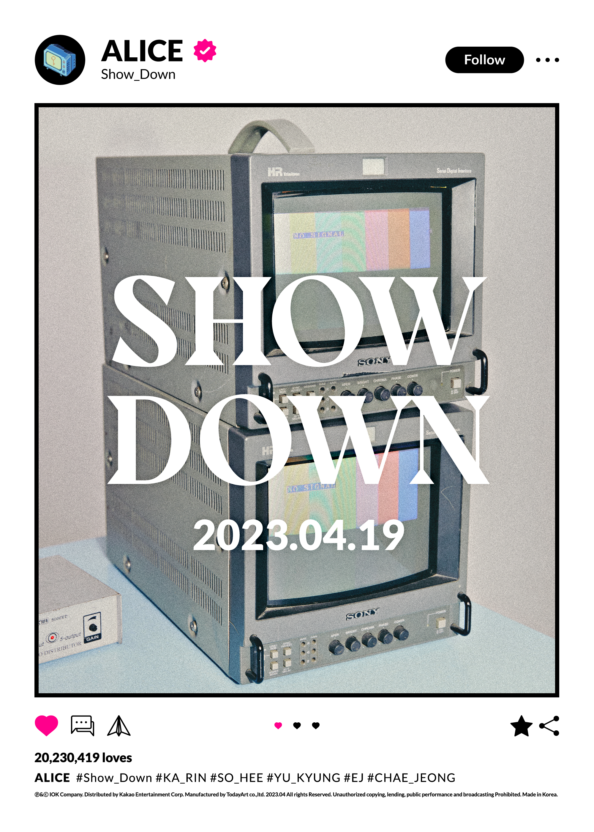  앨리스(Alice) 2집 싱글 SHOW DOWN으로 4월 19일 컴백