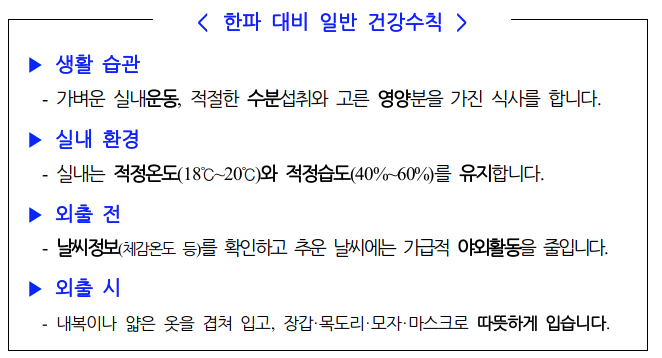  연말연시 강추위 예상, 한랭질환 주의하세요!